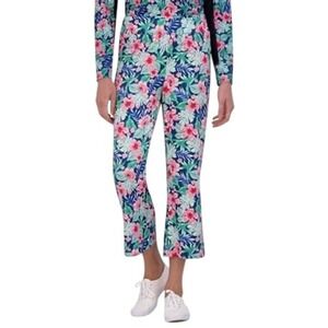 STELLA PARKER Women's Kick Flare Crop Capri Pants, Tropical Jungle Print, Size M